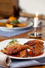 Traditional German Beef Rouladen Stuffed with Vegetable
