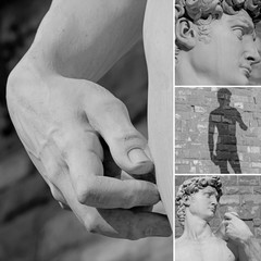 collage with sculpture of David by Michelangelo,Florence