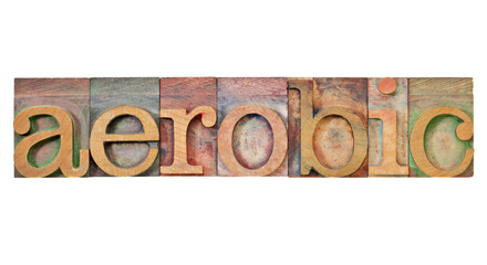 aerobic word in letterpress type