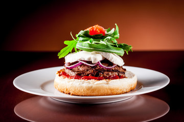 Italian Burger with Arugula and Mozzarella