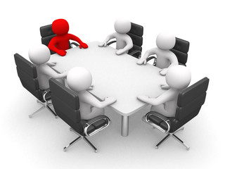 Leadership and team at conference table - 3d render