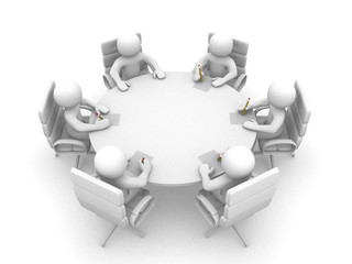 Leadership and team at conference table