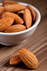 almonds isolated on the white background