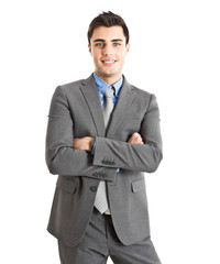 Handsome businessman isolated on white