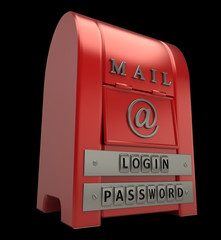 Postbox isolated on black  background 3d illustration