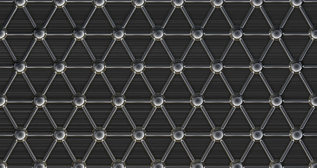 simple steel molecular structure on black background 3D