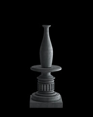 Decorative Stone vase on a podium isolated