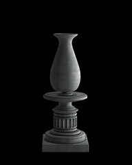 Decorative Stone vase on a podium isolated