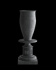 Decorative Stone vase on a podium isolated