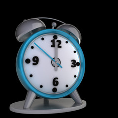 alarm clock isolated on black background