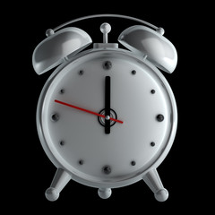 alarm clock isolated on black background