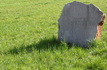 Tombstone on a green lawn
