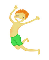 Illustration of a happy boy jumping