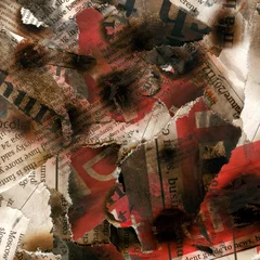 Abwaschbare Fototapete Zeitungen Zerbrochene verbrannte Zeitung
