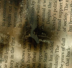 Papier Peint photo autocollant Journaux Texte de journal brûlé et endommagé