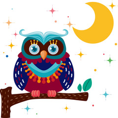 King owl against a star night sky