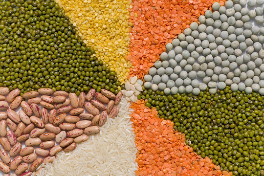 Colorful mix from different dry grains