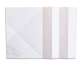 White Crumpled paper on white background