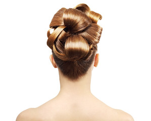 Creative hairstyle isolated on white background