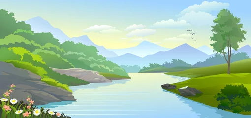 Peel and stick wall murals Kindergarden PANORAMIC VIEW OF RIVER IN VALLEY