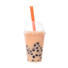Bubble Tea orange mit Tapiokaperlen