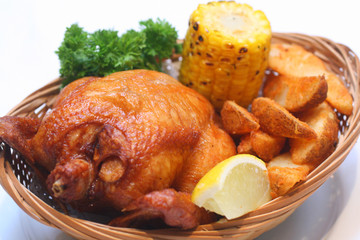 Food - Fried Chicken with Potato Wedges