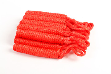 red climbing rope isolated on white background