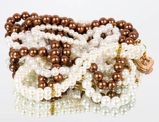 Pearl jewelry on white background
