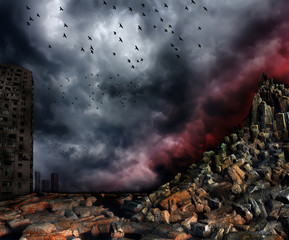 Gloomy apocalypse landscape - obrazy, fototapety, plakaty