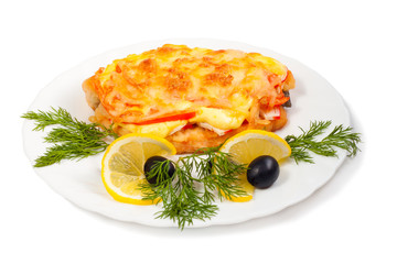 meat with cheese and vegetables