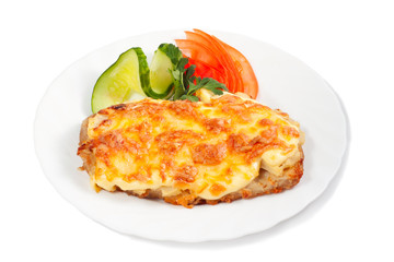 meat with cheese and vegetables