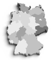 3D Germany map on white