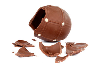 cracked chocolate egg isolated