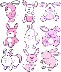 Easter Bunny Rabbit Vector Set