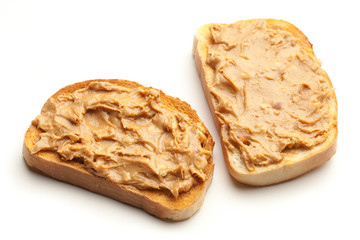 peanut butter toast breads isolated on white