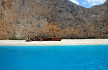 Navagio beach with ship-wreck in Zakynthos, Greece