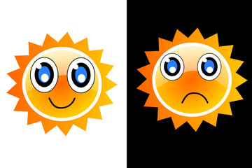 Happy and sad sun