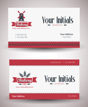 Vector retro vintage business card for bakery business.