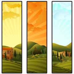 Set of Tuscany landscape banners