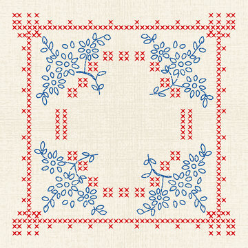 cross-stitch floral ornate
