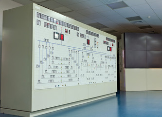 Panel in control room of a natural gas power plant