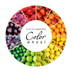Crédence de cuisine en verre imprimé Fruits roue chromatique fruits et légumes (12 couleurs)