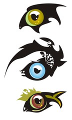 Eye in the form of fish. Three variants