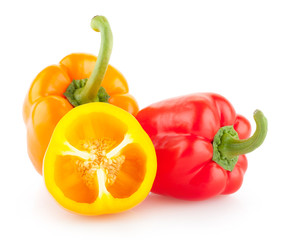 colorful paprika peppers isolated on white background
