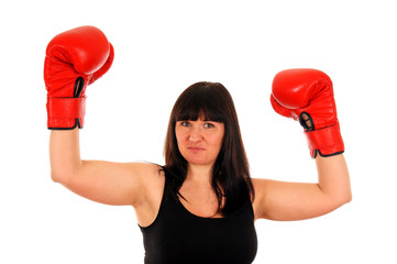 athletic girl with boxing gloves