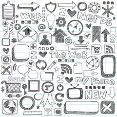 Web Doodles Sketchy Icon Design Elements Vector Set