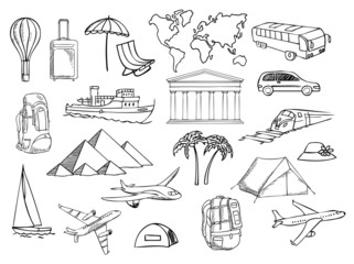Obraz premium travel and vacation symbols vector