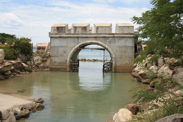 Sea gate defending the old castle in Pattaya, Thailand