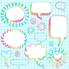 Sketchy Doodle Speech Bubble Frames Vector Illustration