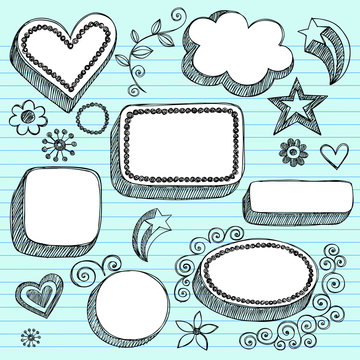 Speech Bubbles and Frames Sketchy Notebook Doodles Vector